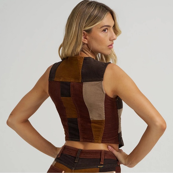 Lainey Wilson Patchwork Corduroy Vest in Earth Tones - Picture 2 of 6